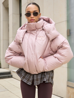 ПРЕДЗАКАЗ MINI пуховик с объемным капюшоном,NUDE PINK 🌸🌸🌸