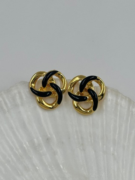 Серьги с тёмно-синей эмалью