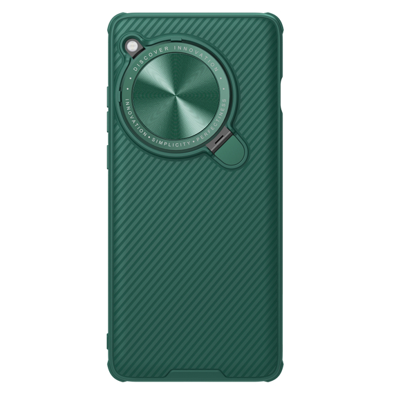 Чехол зеленого цвета (Deep Green) с металлической откидной крышкой для камеры на OnePlus 12 от Nillkin, серия CamShield Prop Case