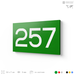 Номер на дверь 257, табличка на дверь для офиса, квартиры, кабинета, аудитории, склада, зеленая 120х70 мм, Айдентика Технолоджи