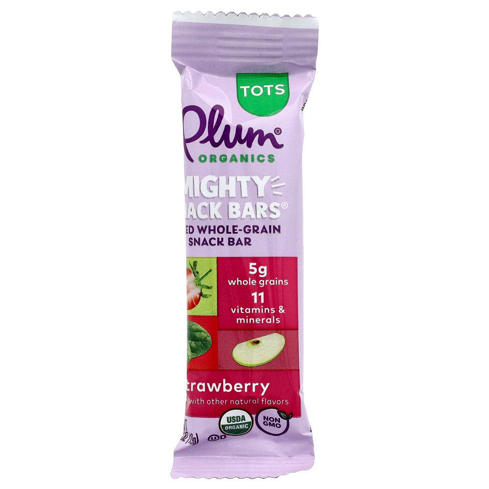 Plum Organics, Mighty Snack Bars®, батончики, клубника, 6 батончиков, 19 г (0,67 унции) каждый