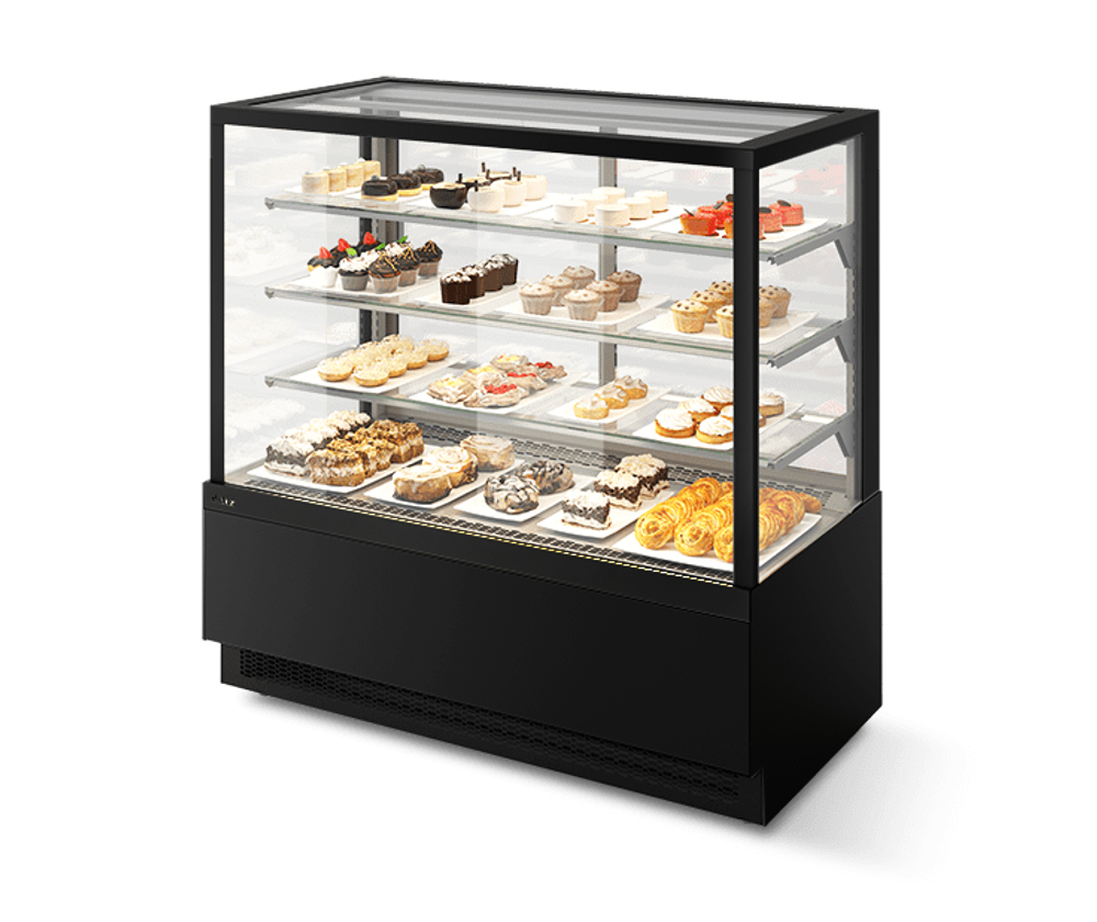 Витрина Кондитерская Vete kub lux 130, Чёрный муар/Металлик T9005M.VG033.B9005M