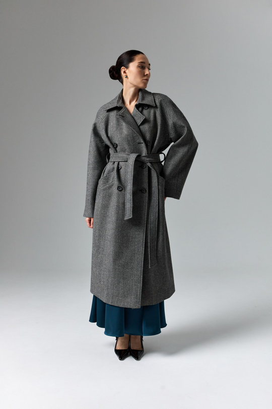 Пальто реглан Твид Темно серый