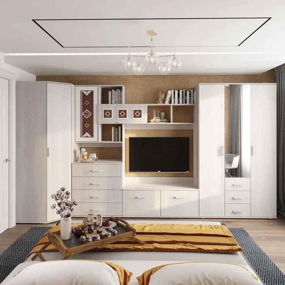 Шкаф трехдверный для одежды Белла, ясень белый