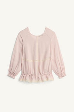 ZARA БЛУЗА С КРУЖЕВОМ - LIMITED EDITION, ПУДРОВО-РОЗОВЫЙ