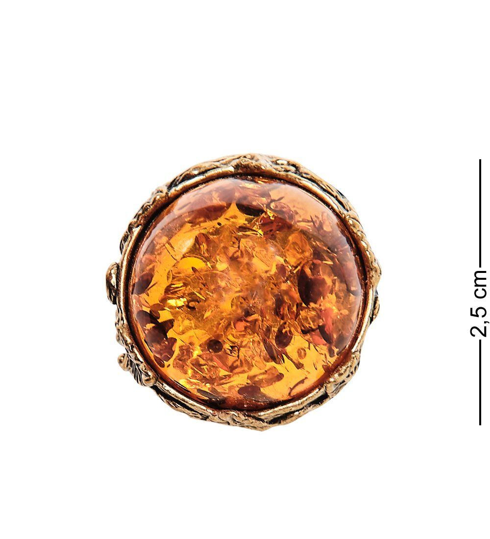 AM-2426 Кольцо «Виноградная Лоза» (латунь, янтарь)
