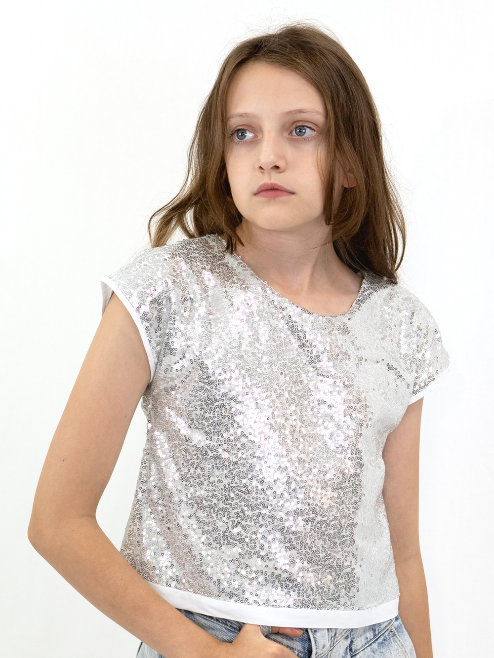 Блузка топ с пайетками для девочки