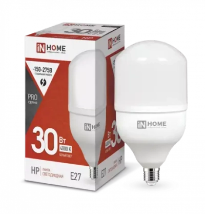 Лампа светодиодная LED-HP-PRO 30Вт 230В Е27 4000К БЕЛЫЙ 2850Лм IN HOME