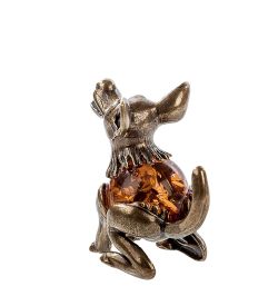Народные промыслы AM- 506 Фигурка «Пес-барбос» (латунь, янтарь)