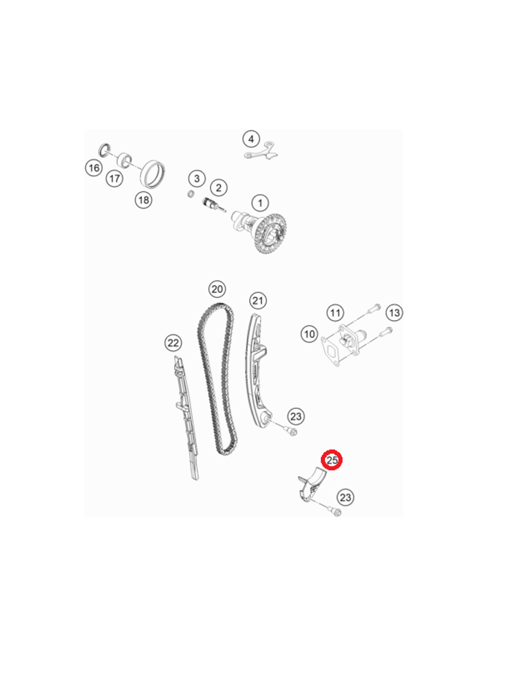 Направляющая моторной цепи KTM, HQV, GASGAS MC-450F