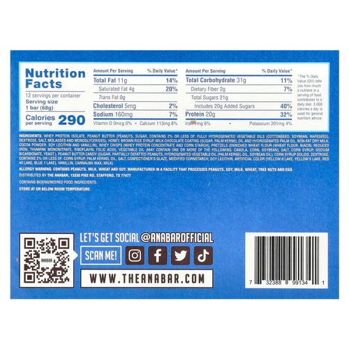 The Anabar, The Protein-Packed Candy Bar®, Monster Cookie Crunch, 12 батончиков по 68 г (2,39 унции)