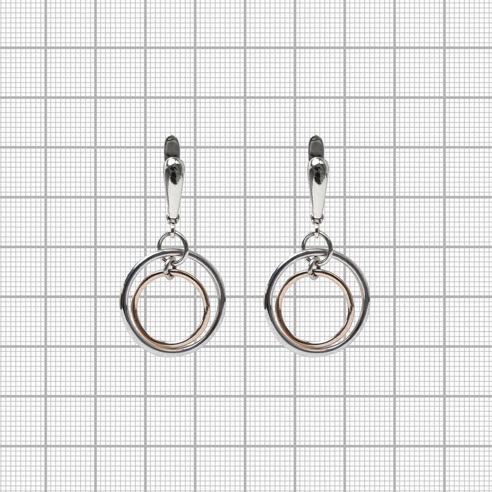 "Шампанское" серьги в родиевом покрытии из коллекции "Бар" от Jenavi  с английским замком