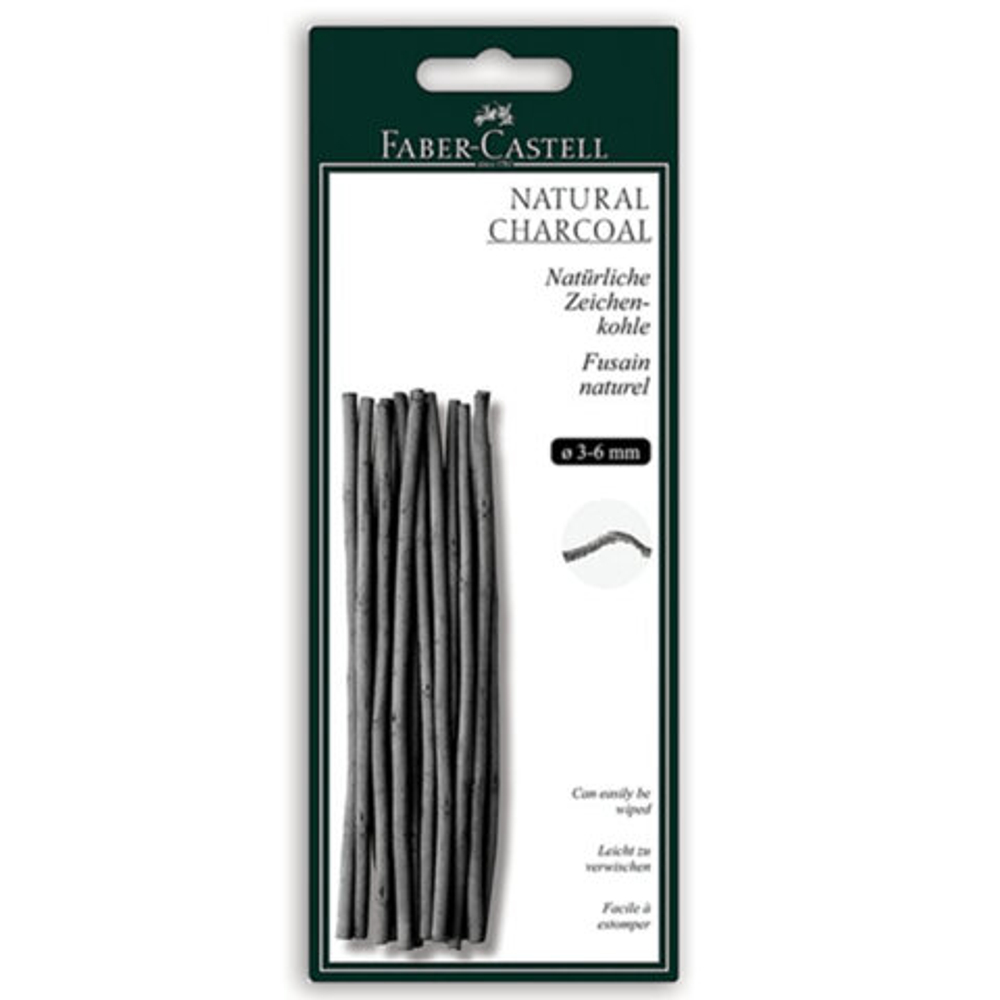Уголь натуральный Faber-Castell "Pitt", Ø 3-6мм, круглый, 20шт., картон. упаковка