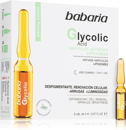 Babaria Glycolic Acid - осветляющая сыворотка против морщин в ампулах /   5x2  ml  / GTIN 8410412100588
