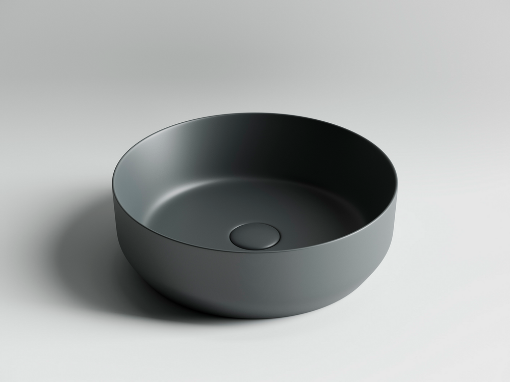 Умывальник чаша накладная круглая (цвет Темный Антрацит Матовый) Element 390x390x120мм