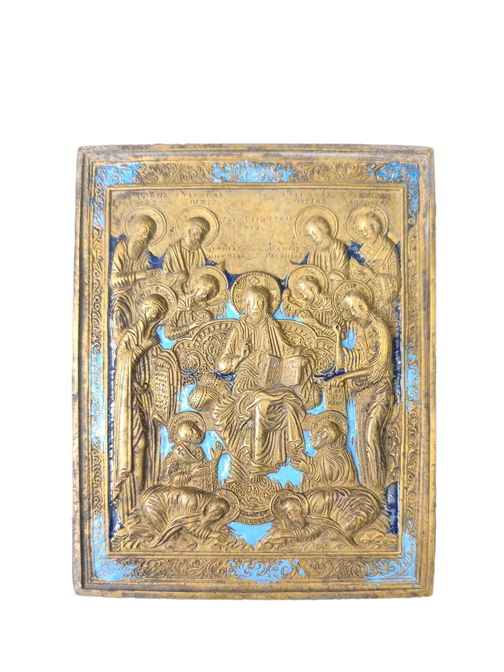 Антикварная литая икона «Господь Вседержитель. Седмица»