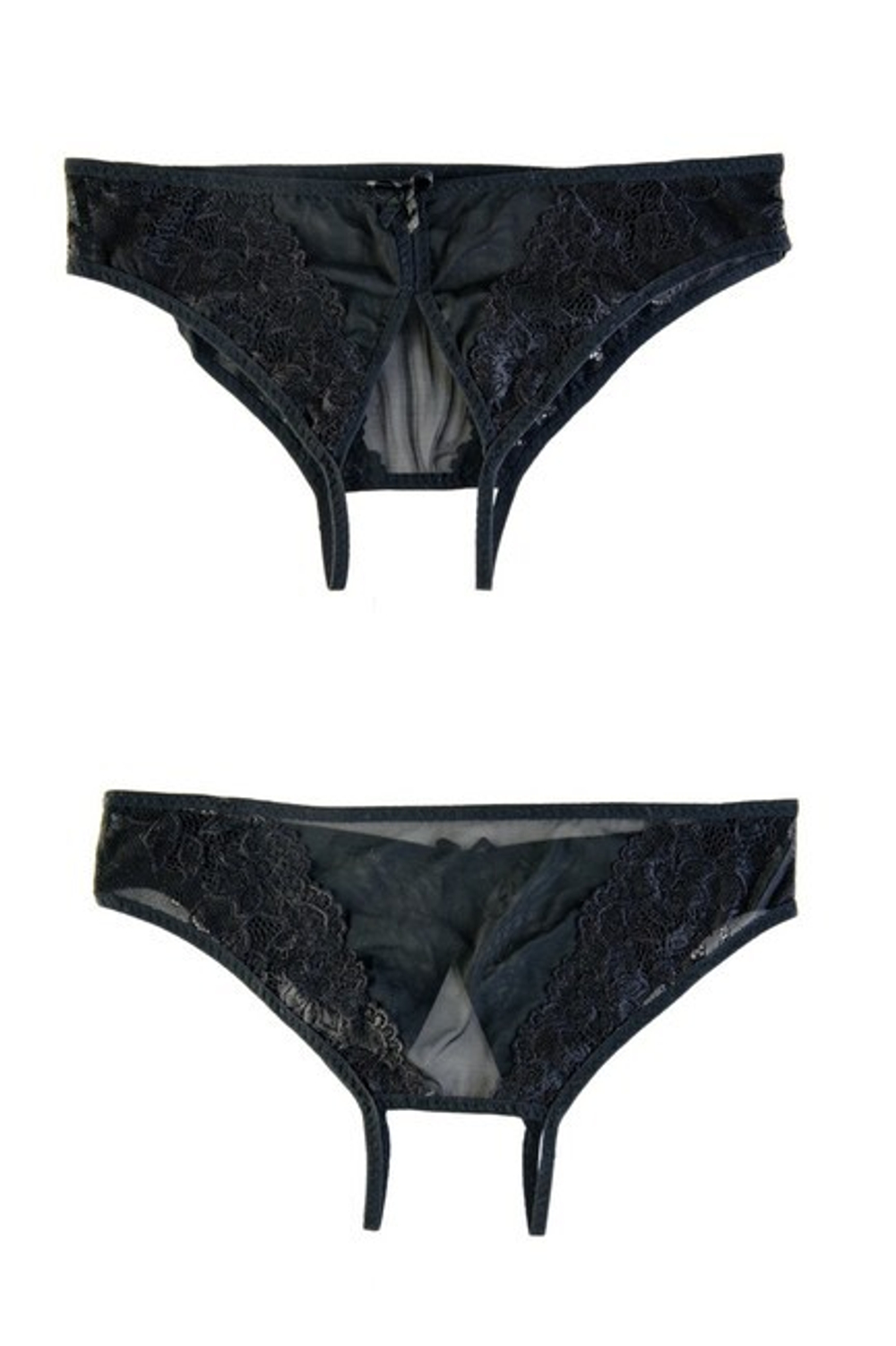 Черные контактные кружевные трусики SM (42-44) (Цвет: черный)