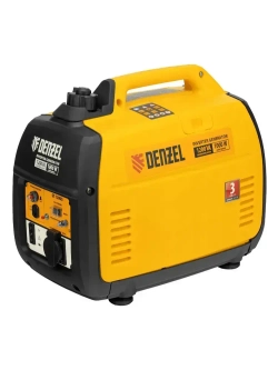 Генератор инверторный DENZEL GT-1200iS, 1.2 кВт и 53.5 см3 объем двигателя, 2.4 л объем топливного бака, ручной стартер и режим ECO, 1 розетка и выход постоянного тока 12 В, 94701