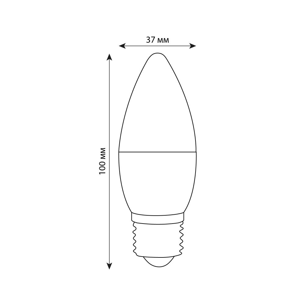 LED-C37-6W-3000K-E27-FR-DIM-SLS Лампа светодиодная. диммируемая. Форма свеча. матовая. Теплый белый свет 3000K. ТМ Volpe