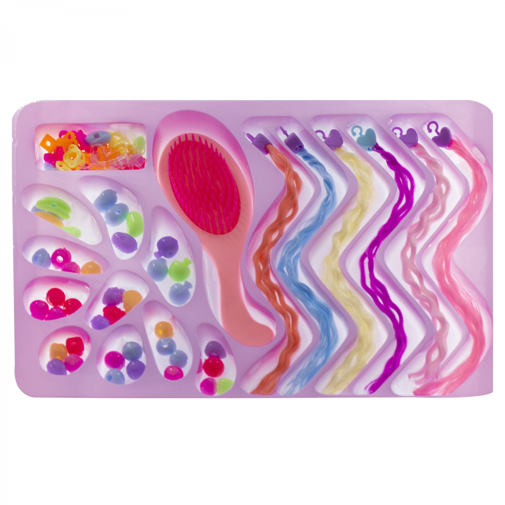 Набор для создания украшений-бусины Alingar, 280х200х45, "Beautiful", 10 вид. бус, пряди, расческа, резин. для волос, крючок, карт. уп.