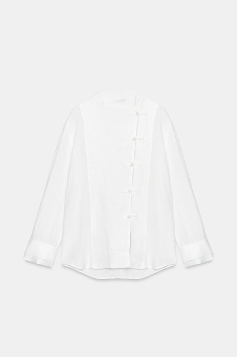 ZARA РУБАШКА С НАВЕСНЫМИ ПЕТЛЯМИ ИЗ 100% ЛЬНА — ZW COLLECTION, БЕЛЫЙ