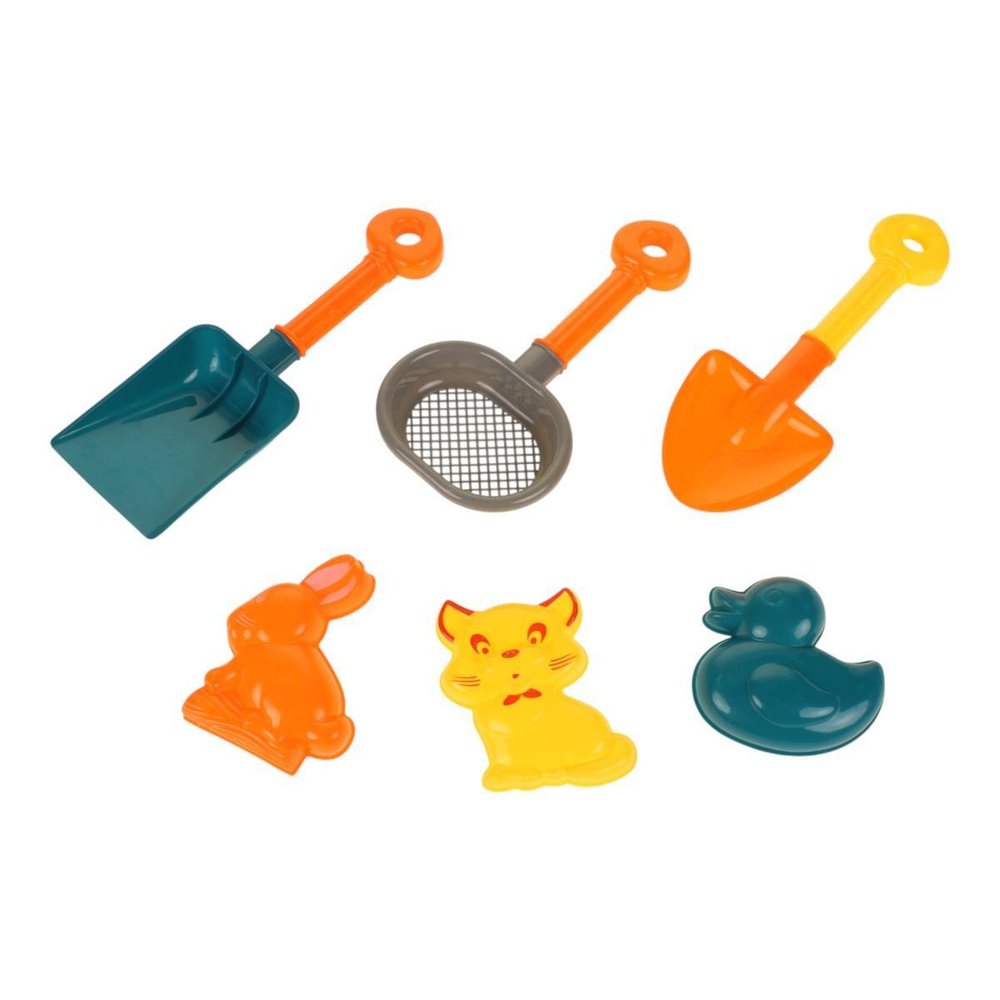 Набор для игры в песок с тачкой (8предм.) 2совка,сит,форм,кораблик,сет.C373