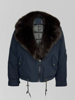 Куртка-парка Classic 8837 однотонная на молнии с воротником из меха