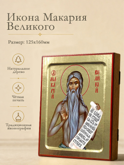 Икона Макария Великого, преподобного на дереве: 125 х 160 (Синопсисъ)