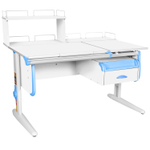 Растущая парта СУТ 25 с задними полками СУТ.15.210 и СУТ.15.240 и навесной тумбой (1200×880 мм)