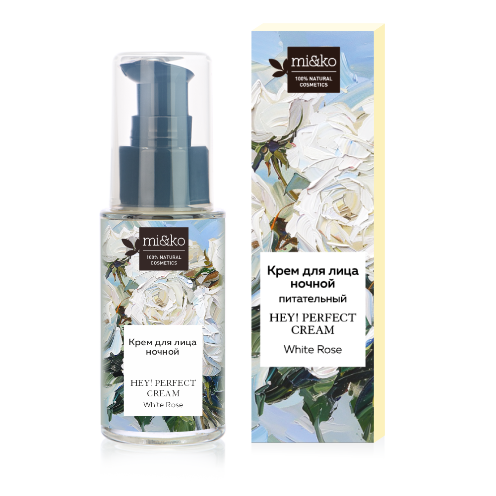 Питательный ночной крем для регенерации сухой кожи лица Hey! Perfect cream White rose 30мл, Mi&Ko