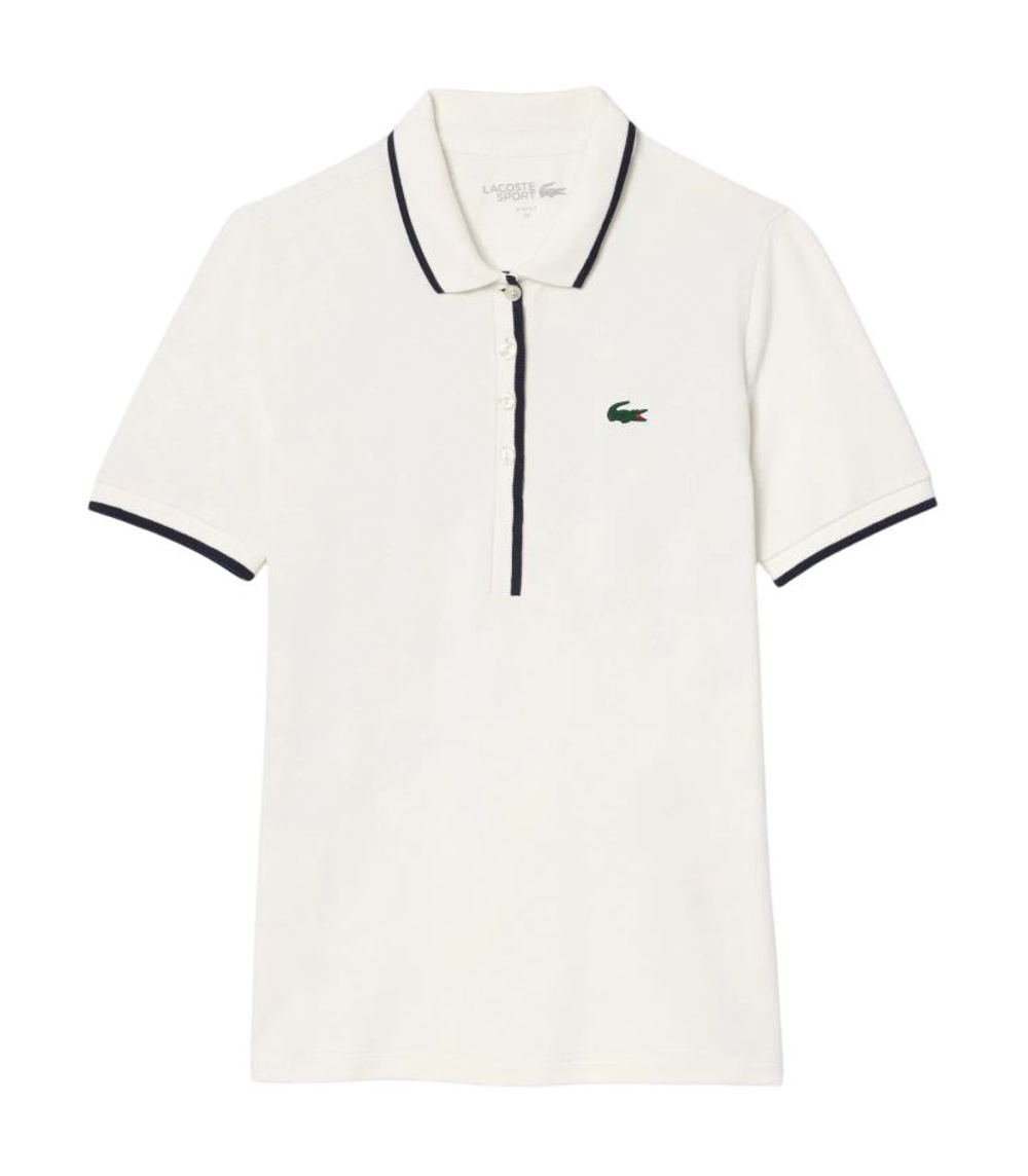 Женское поло Lacoste Regular Fit Tennis Heat Regulating - white/navy blue