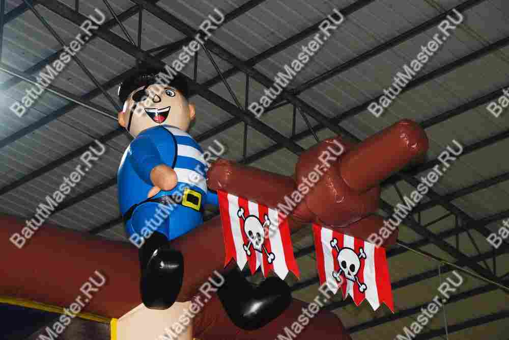 Большой батут-горка "Пиратский корабль 2" с пушками