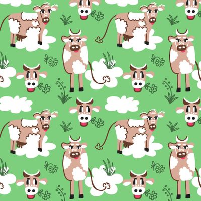 Коровы и бык в поле