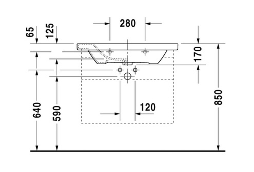 Раковина для мебели Duravit DuraStyle 2320800000 схема