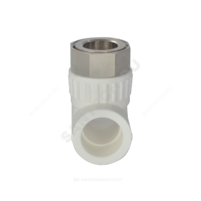 Тройник PP-R комбинированный белый Дн 20х3/4" с накидной гайкой VALFEX 11140120