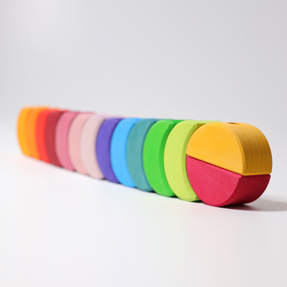 Деревянная пирамидка балансир "Лунные домики", 16 деталей