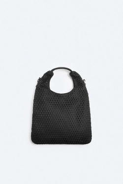 ZARA НЕБОЛЬШАЯ СЕТЧАТАЯ СУМКА, ЧЕРНЫЙ