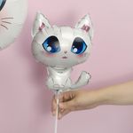 Шар с клапаном (15''/38 см) Мини-фигура, Котенок, Белый, 1 шт.