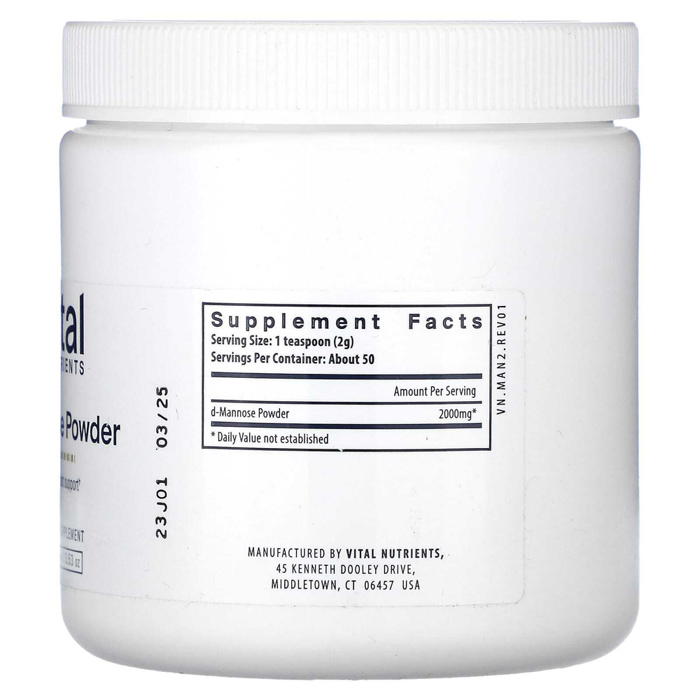 Vital Nutrients, манноза в порошке, 100 г (3,53 унции)