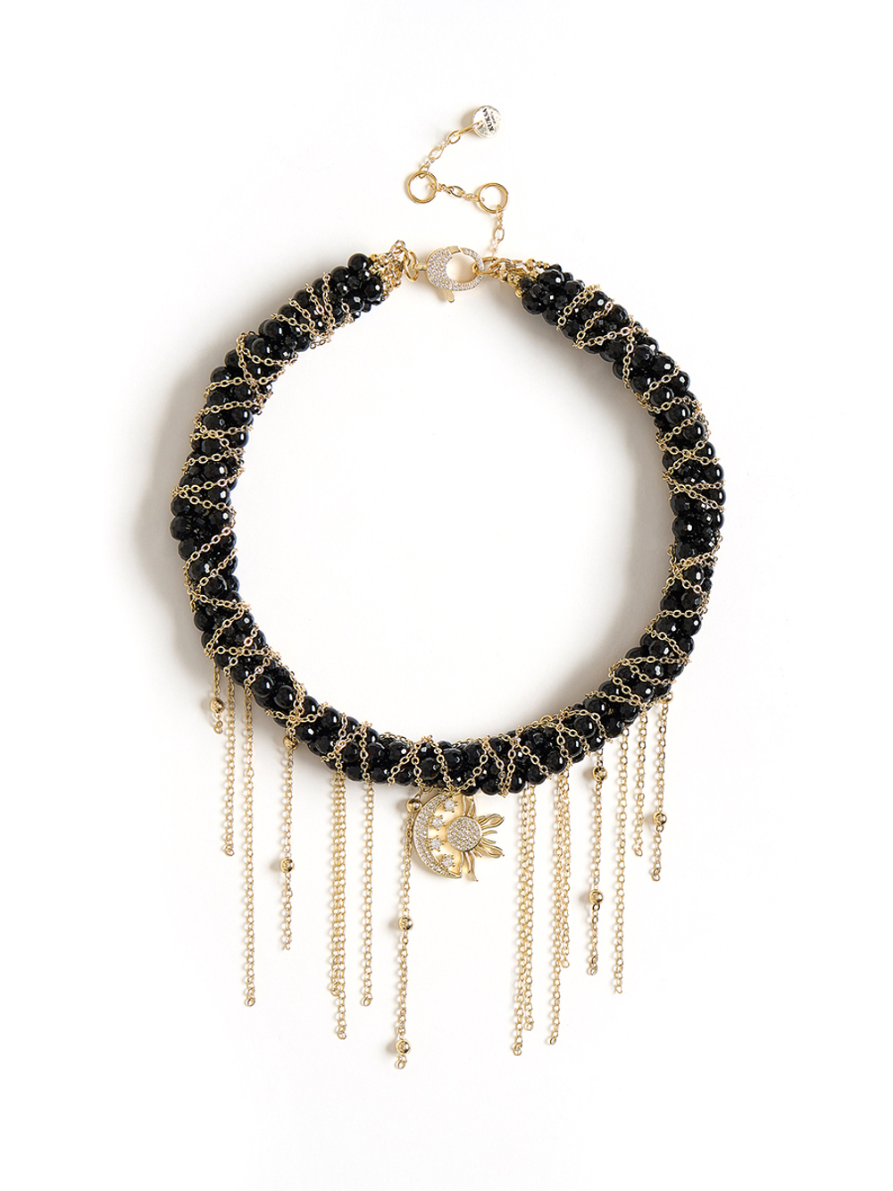 Колье "Sun And Moon" из черного агата Gold