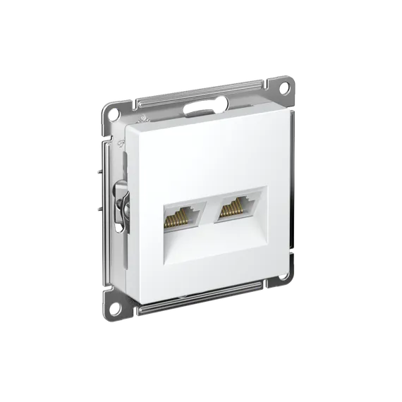 Розетка компьютерная 2-м AtlasDesign RJ45+RJ45 кат.5E механизм лотос SE ATN001385