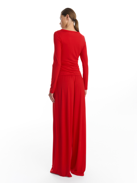 Прямые брюки из трикотажа красные