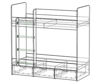 Кровать ЛАВОРО-3  1800-700 /1832*1604*852/ левая шимо светлый