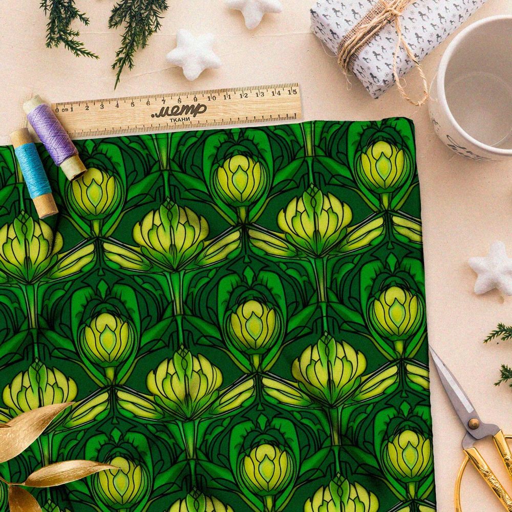 Ткань Барби зеленая аркада