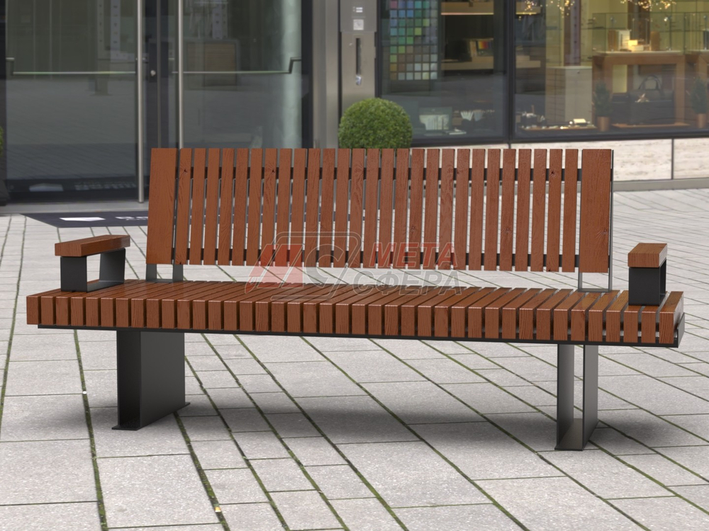 Скамейка Rail Road 03 с подлокотниками