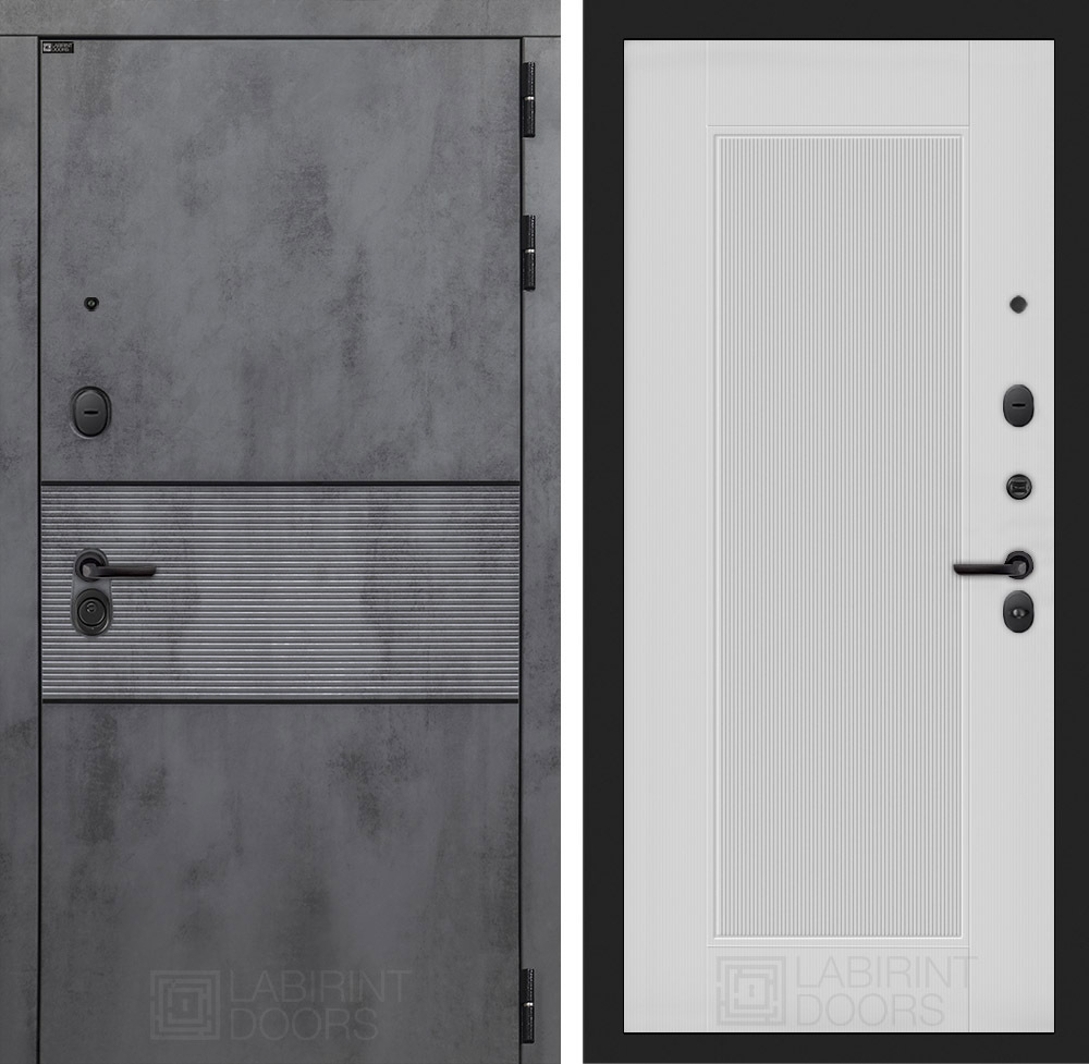 Дверь входная Лабиринт INFINITY 30 Белый софт рельеф металлическая