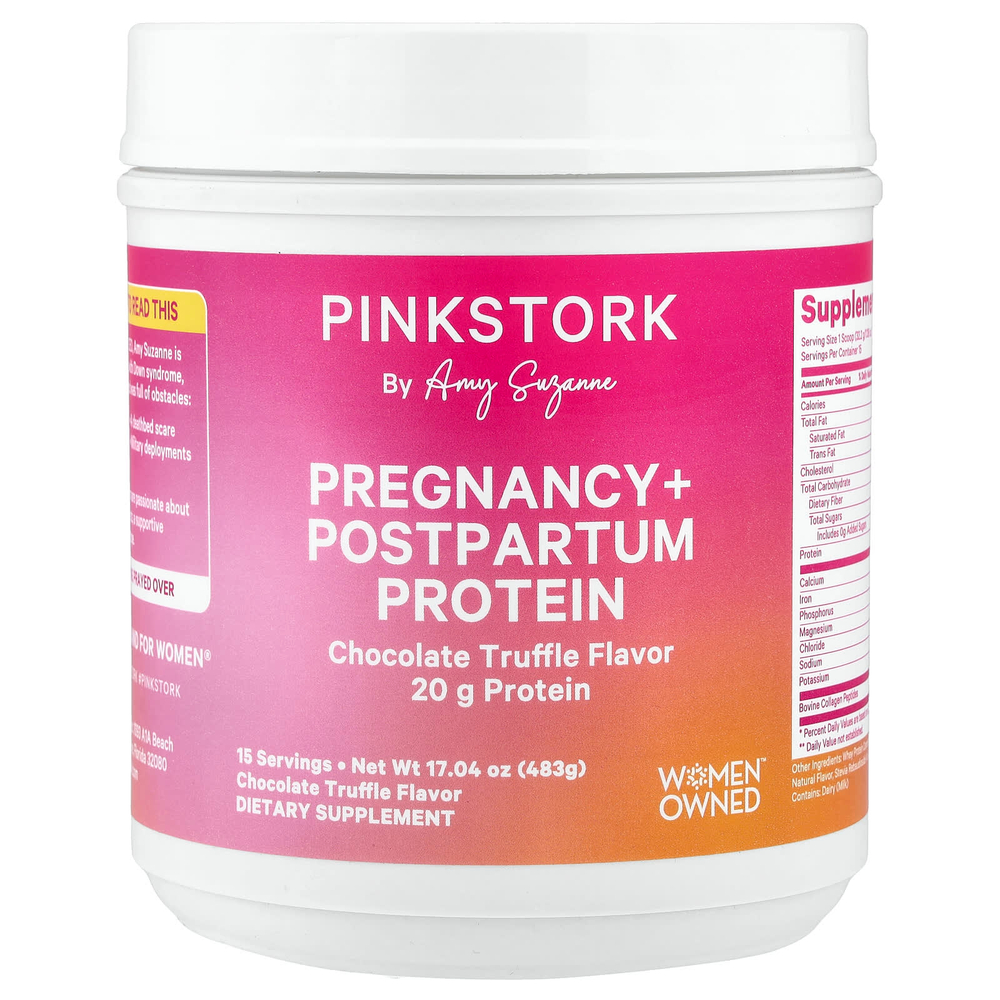 Pink Stork, протеин для беременных и послеродовых заболеваний, со вкусом шоколадного трюфеля, 483 г (17,04 унции)