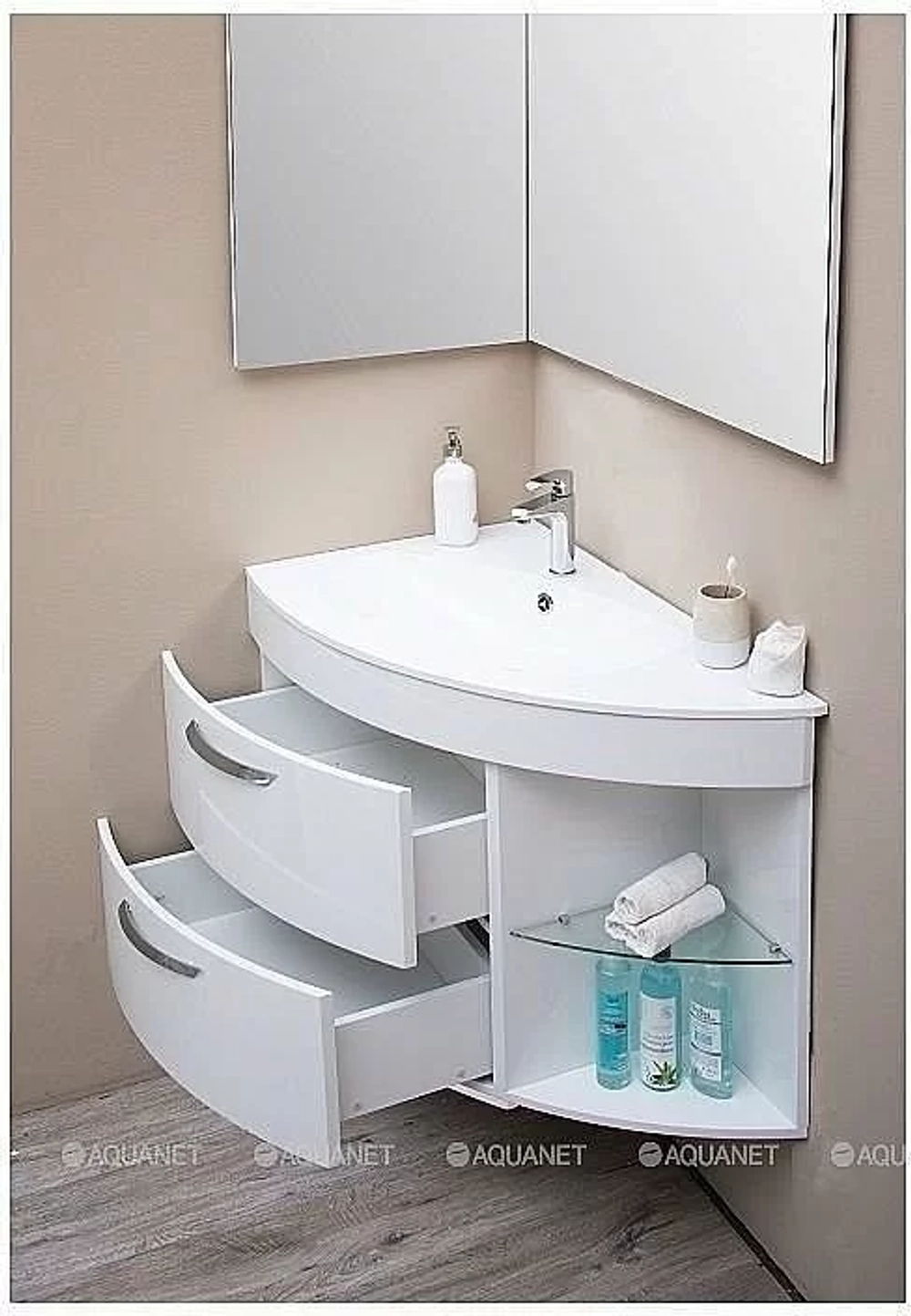 Зеркало De Aqua Трио Люкс 90 L/R белый