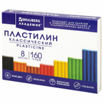 Пластилин классический BRAUBERG "АКАДЕМИЯ КЛАССИЧЕСКАЯ" 8 цветов 160 г стек качество на высоте (24 штуки в упаковке)