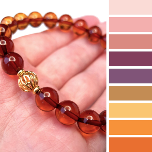 браслет янтарный с позолоченной вставкой